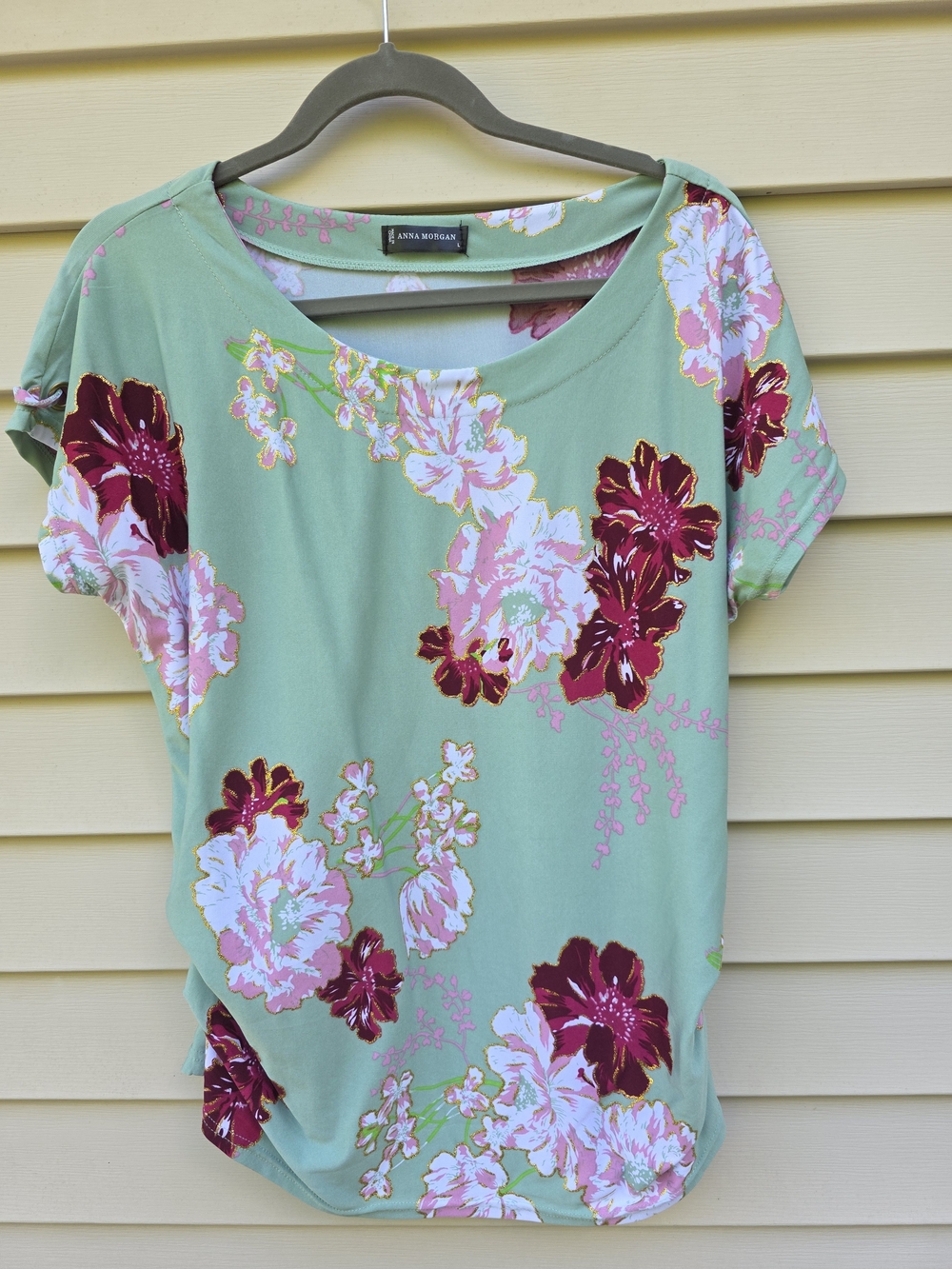 Mint Green Floral Short Sleeve Top